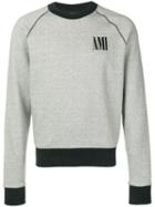 Ami Paris Crewneck Bicolor Sweatshirt With Ami Print - Grey