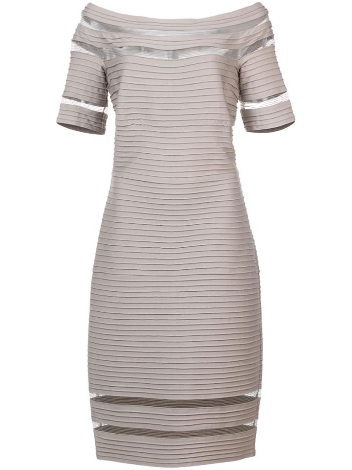 Tadashi Shoji Ribbed Fitted Dress - Grey