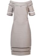 Tadashi Shoji Ribbed Fitted Dress - Grey