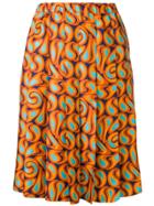 Marni Pleated Graphic Print Skirt - Orange