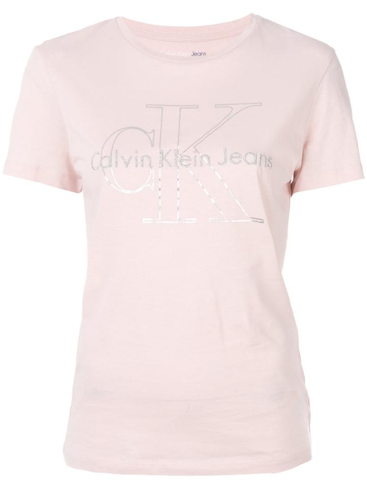 Ck Jeans Logo Print T-shirt - Pink & Purple