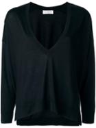 Brunello Cucinelli Loose Fit V-neck Jumper, Women's, Size: Medium, Black, Cashmere/silk