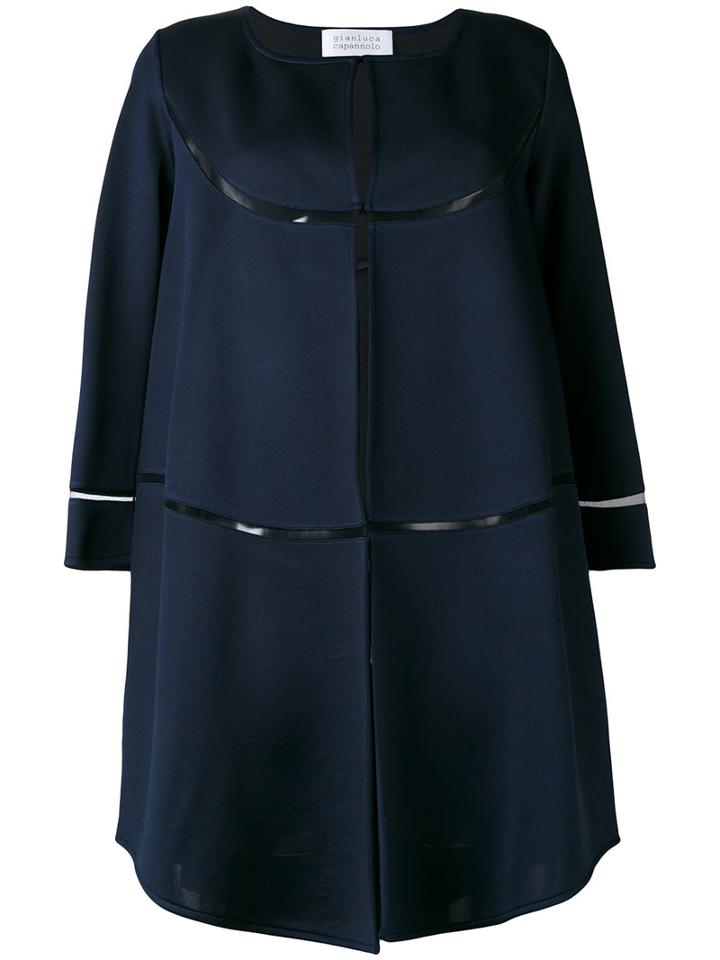 Gianluca Capannolo - Cropped Sleeve Coat - Women - Elastodiene/polyamide/polyester/viscose - 42, Blue, Elastodiene/polyamide/polyester/viscose