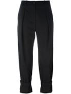 Jil Sander Navy Cropped Pleated Trousers