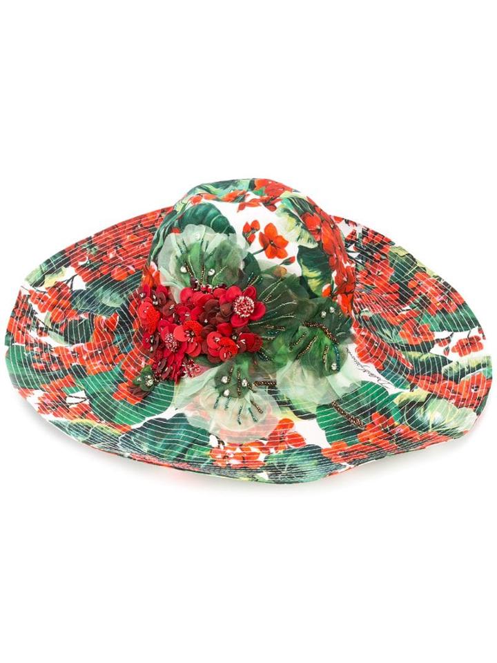 Dolce & Gabbana Floral Print Hat - Green