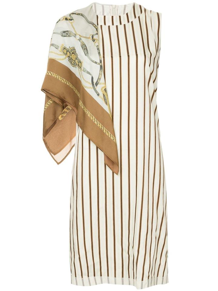 Maison Mihara Yasuhiro Contrast Pattern Dress - White