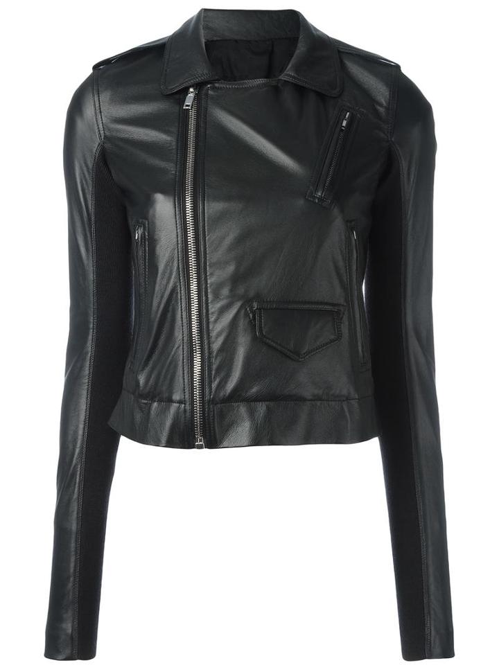 Rick Owens Biker Jacket, Women's, Size: 38, Black, Wool/cupro/cotton/leather