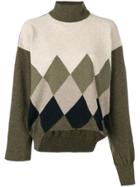 Erika Cavallini Colour-block Argyle Sweater - Neutrals