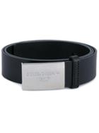 Dolce & Gabbana Logo Plaque Belt, Men's, Size: 85, Black, Leather/metal