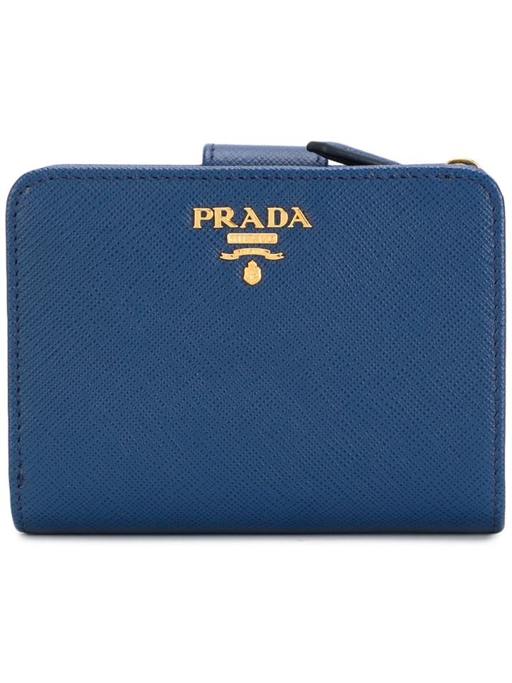 Prada Logo Plaque Wallet - Blue