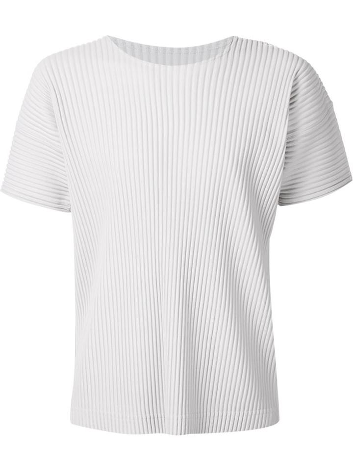 Homme Plissé Issey Miyake Pleated T-shirt, Men's, Size: 3, Grey, Polyester