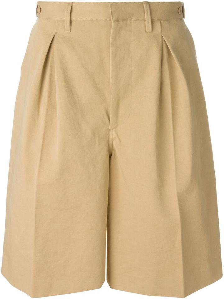 Off-white Pleated Knee Shorts, Men's, Size: Small, Nude/neutrals, Cotton/viscose