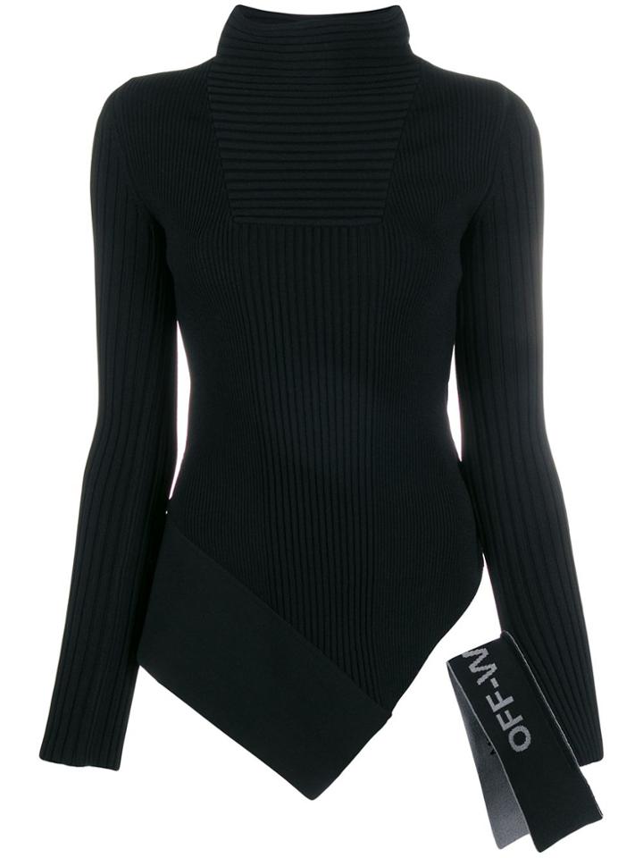 Off-white Asymmetric Knitted Top - Black
