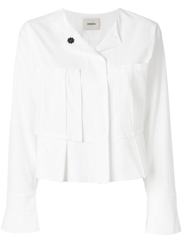 Odeeh Oversized Chest Pockets Jacket - White