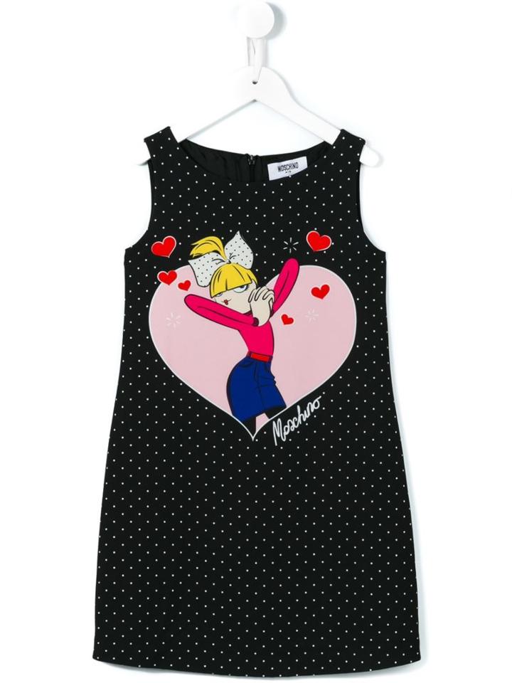 Moschino Kids Graphic Print Dress, Girl's, Size: 6 Yrs, Black