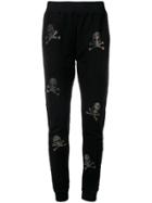 Philipp Plein Skull And Crossbones Embellished Track Pants - Black