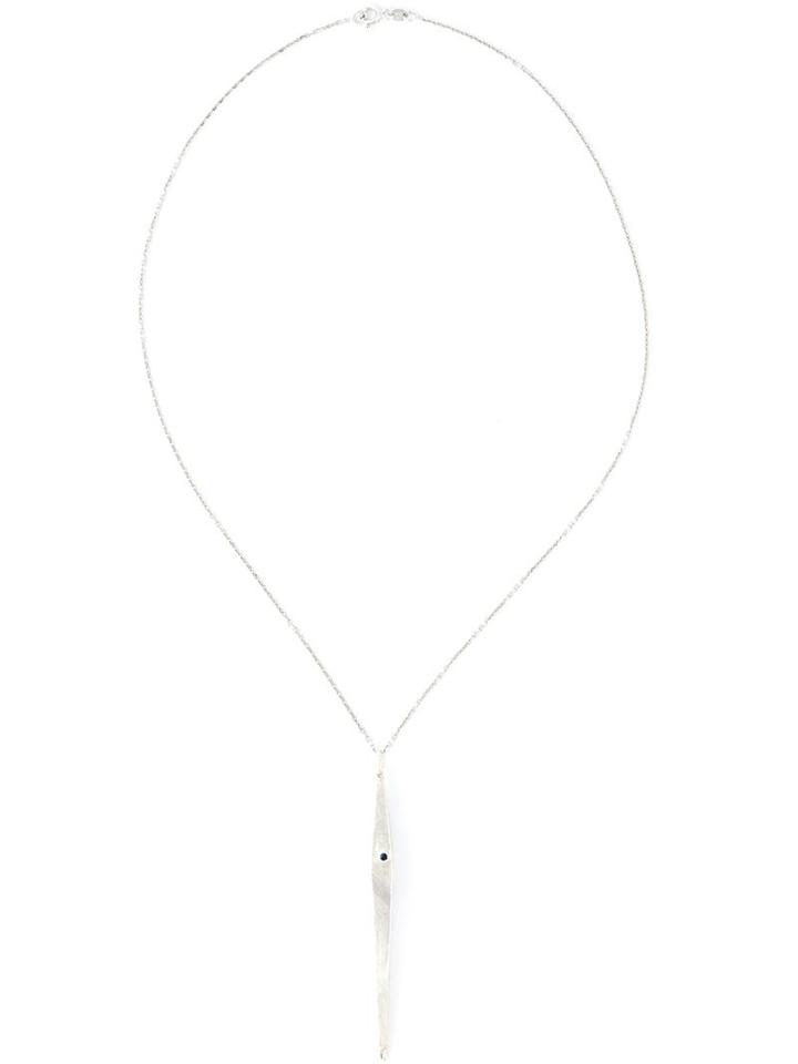 Drew Evan Sapphire Stone Brushed Pendant Necklace