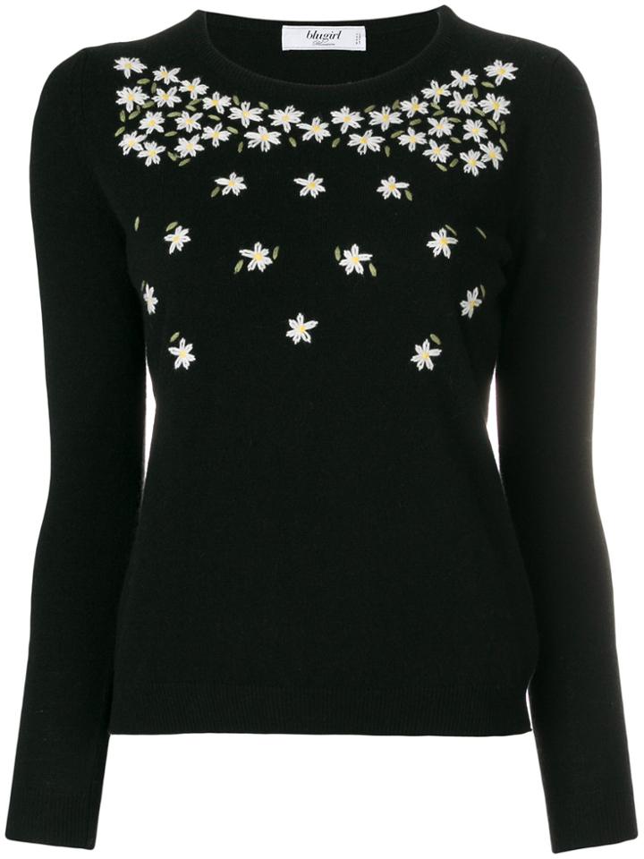 Blugirl Flower Embroidered Sweater - Black