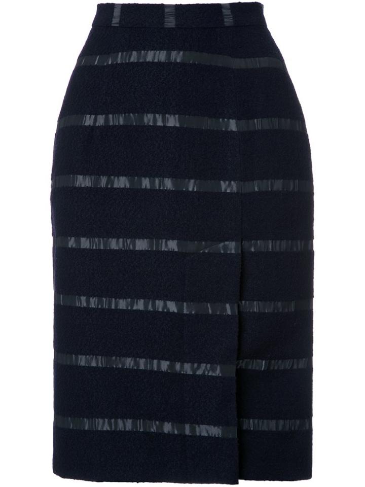 Lamarck Stripe Detail Pencil Skirt, Women's, Size: 1, Blue, Cotton/nylon/polyester/alpaca