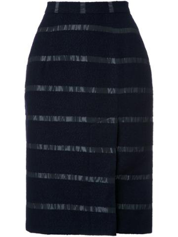 Lamarck Stripe Detail Pencil Skirt, Women's, Size: 1, Blue, Cotton/nylon/polyester/alpaca
