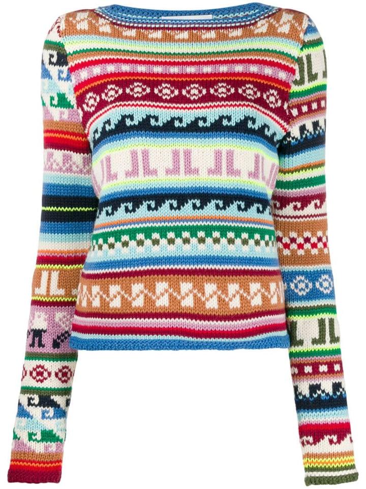 Lanvin Jl Monogram Jacquard Motif Sweater - Brown