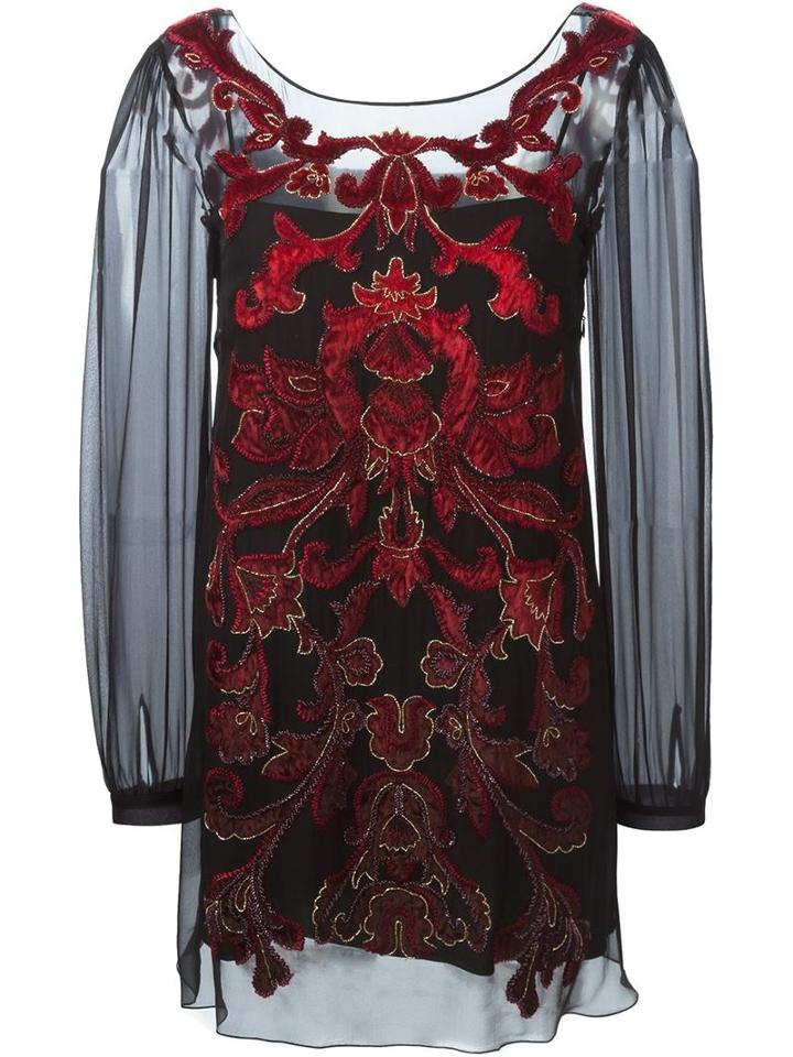 Alberta Ferretti Embellished Velvet Applique Dress