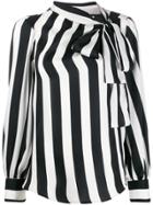 Msgm Pussy Bow Striped Blouse - Black