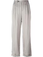 Maison Margiela - Striped Straight Leg Trousers - Women - Viscose - 42, Nude/neutrals, Viscose