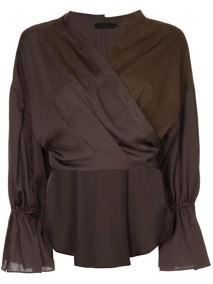 Aula Panelled Wrap Around Blouse - Brown
