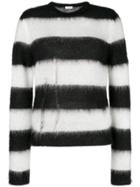 Saint Laurent Distressed Striped Sweater - Black