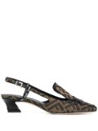 Fendi Ff Monogram Slingback Sandals - Brown