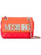 Moschino Quilted Logo Plaque Shoulder Bag, Women's, Red