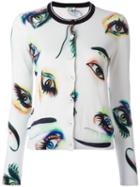 Kenzo Eye Print Knitted Cardigan, Women's, Size: Medium, White, Cotton/viscose
