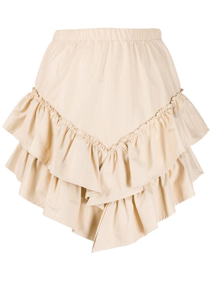 So Allure Asymmetric Tiered Short Skirt - Neutrals