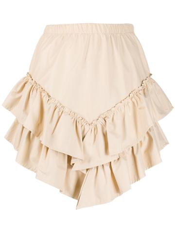 So Allure Asymmetric Tiered Short Skirt - Neutrals