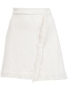 Derek Lam 10 Crosby Frayed A-line Skirt, Women's, Size: 8, White, Cotton/polyester
