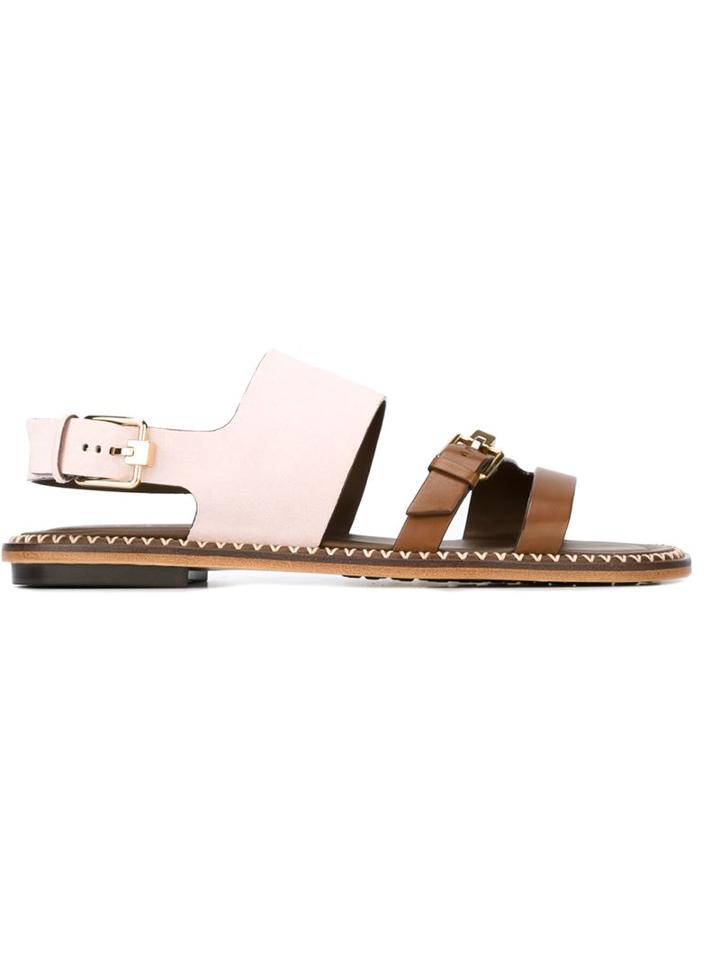 Tod S Buckle Detail Slingback Sandals, Women's, Size: 37, Brown, Leather/suede