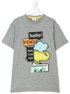 Fendi Kids - Speech Bubble Logo T-shirt - Kids - Cotton - 14 Yrs, Grey