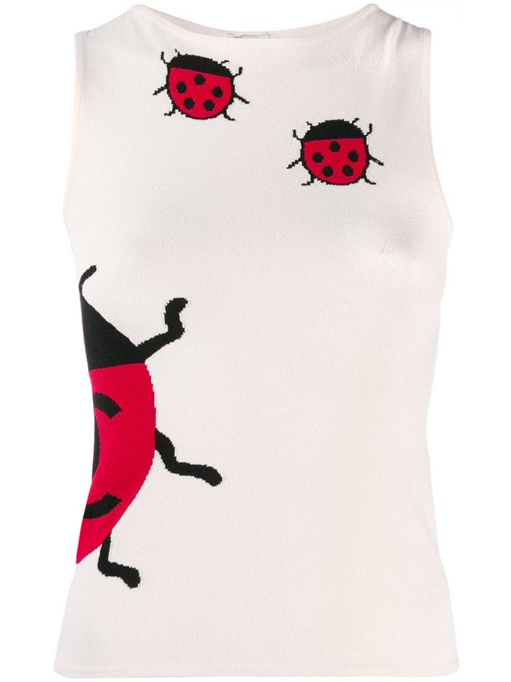 Chanel Vintage 2004's Intarsia Logo Ladybug Top - Neutrals
