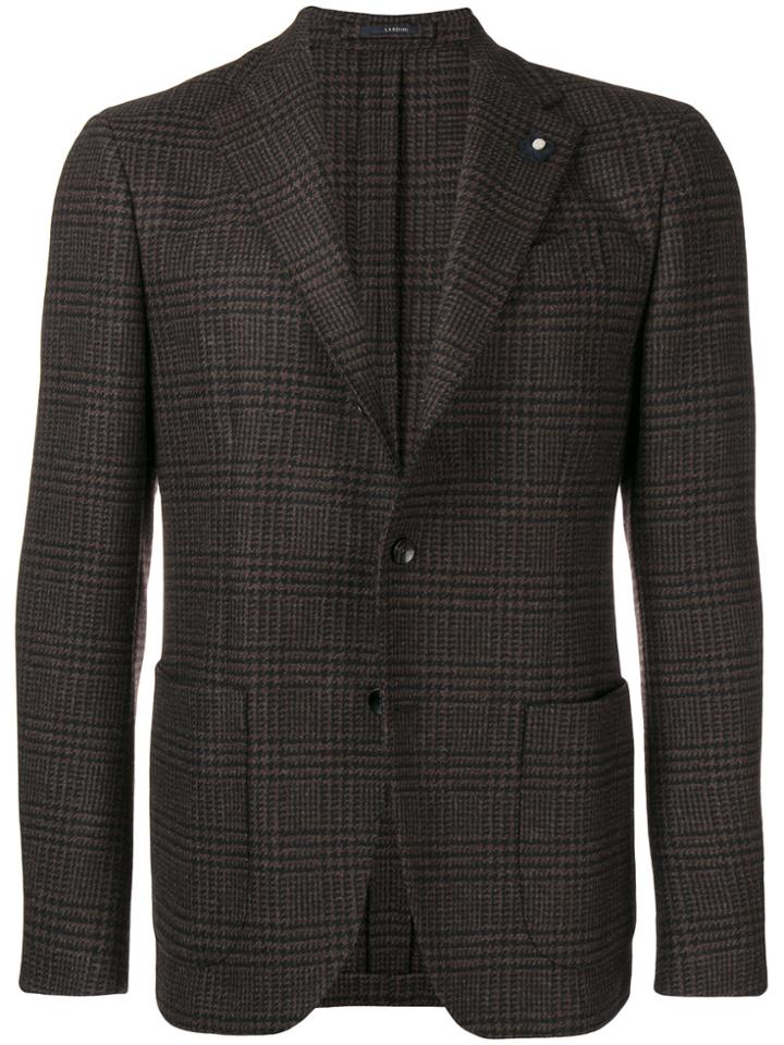 Lardini Plaid Fitted Blazer - Brown
