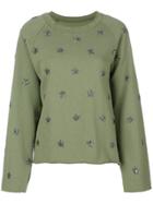 As65 Star Print Flute Sleeve Sweatshirt - Green