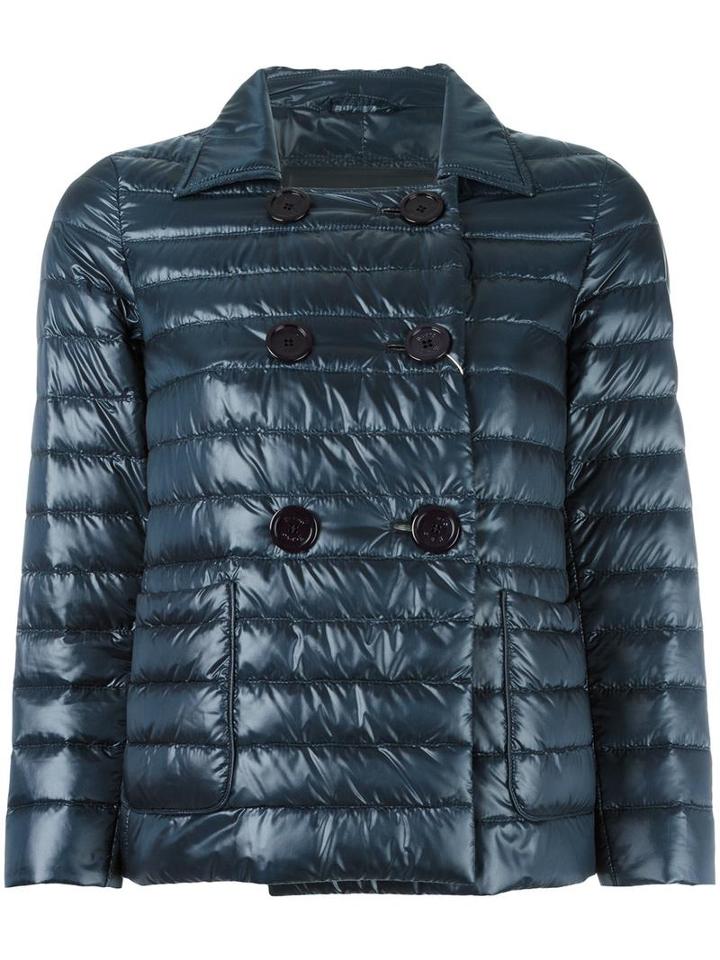 Herno Double-breasted Three-quarters Jacket, Women's, Size: 40, Blue, Polyamide/feather Down