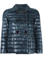 Herno Double-breasted Three-quarters Jacket, Women's, Size: 40, Blue, Polyamide/feather Down