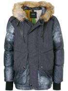 Diesel Panelled Fur Hooded Jacket - Blue