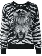 Saint Laurent Tiger Intarsia Jumper, Women's, Size: Xs, Black, Polyamide/mohair/wool