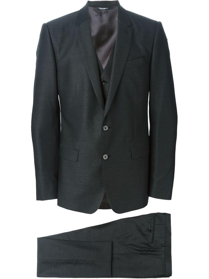 Dolce & Gabbana Three Piece Suit, Men's, Size: 52, Grey, Virgin Wool/viscose/cupro