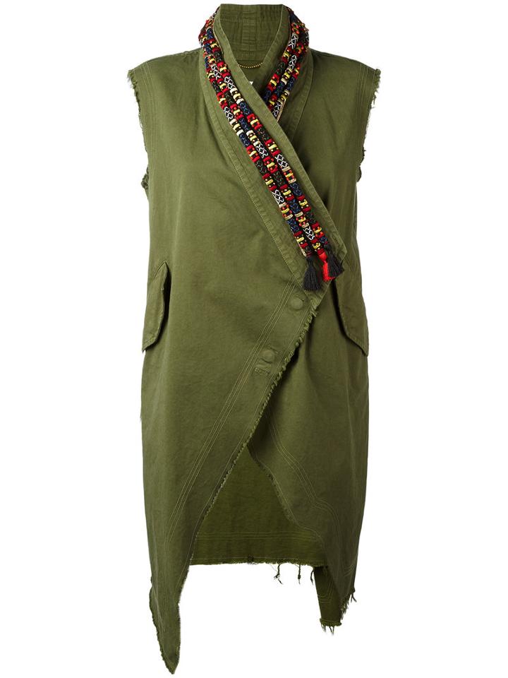 Bazar Deluxe Embroidered Collar Waistcoat, Women's, Size: 42, Green, Cotton/spandex/elastane