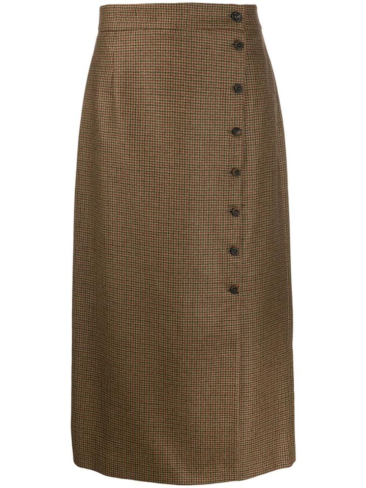 Berwich Houndstooth Maxi Skirt - Brown