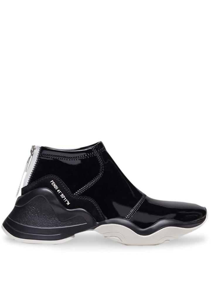 Fendi High-top Glossy Effect Trainers - Black