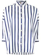 Fay Cropped Sleeve Striped Shirt, Women's, Size: Medium, White, Cotton/polyamide/spandex/elastane